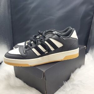 Adidas Men's Break Start Black and White Sneakers with Tan Sole